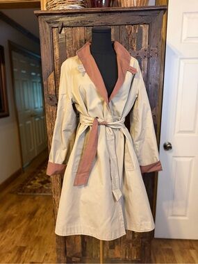Vtg Foxland Reversible Trench rain Coat academia office work heritage all weathe